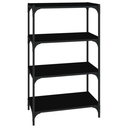 Book Cabinet Black 60x33x100cm Engineered Wood Steel - Image 2