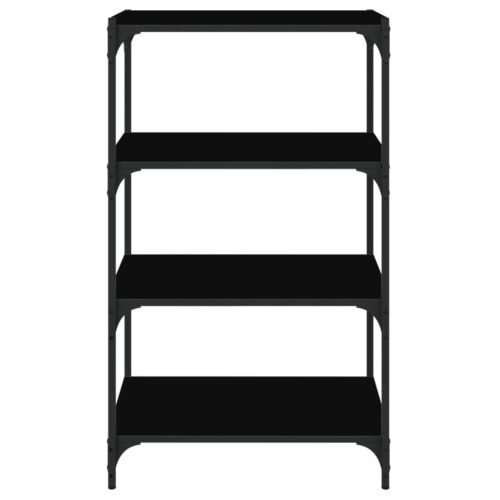 Book Cabinet Black 60x33x100cm Engineered Wood Steel - Image 5