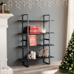 4-Tier Book Cabinet Grey 100x30x140cm Engineered Wood