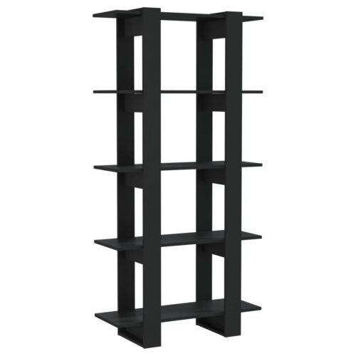 Book Cabinet/Room Divider Black 80x30x160cm Engineered Wood - Image 2