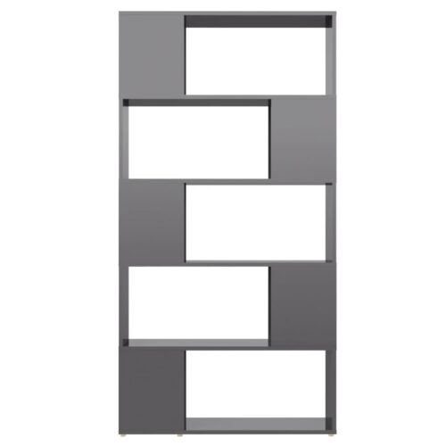 Book Cabinet Room Divider High Gloss Grey 80x24x155cm Engineered Wood - Image 3