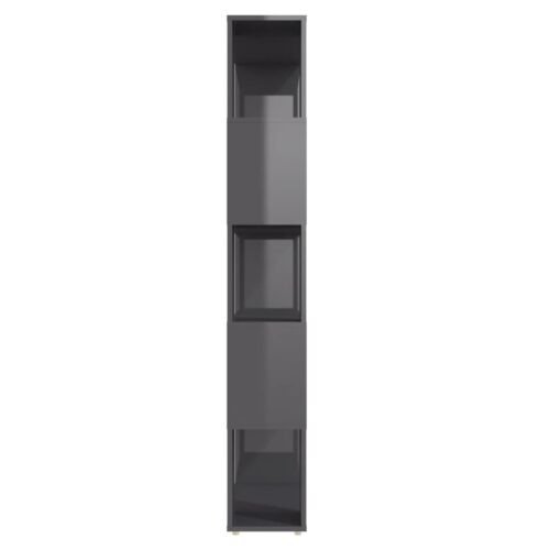 Book Cabinet Room Divider High Gloss Grey 80x24x155cm Engineered Wood - Image 4