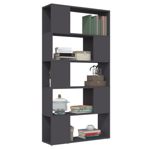 Book Cabinet Room Divider Grey 80x24x155cm Engineered Wood - Image 5