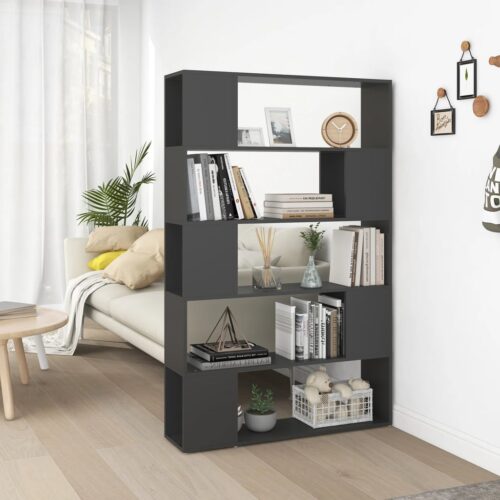 Book Cabinet Room Divider Grey 100x24x155cm Engineered Wood