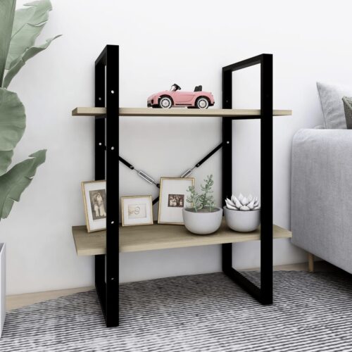 2-Tier Book Cabinet Sonoma Oak 60x30x70cm Engineered Wood