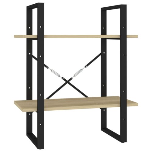 2-Tier Book Cabinet Sonoma Oak 60x30x70cm Engineered Wood - Image 2