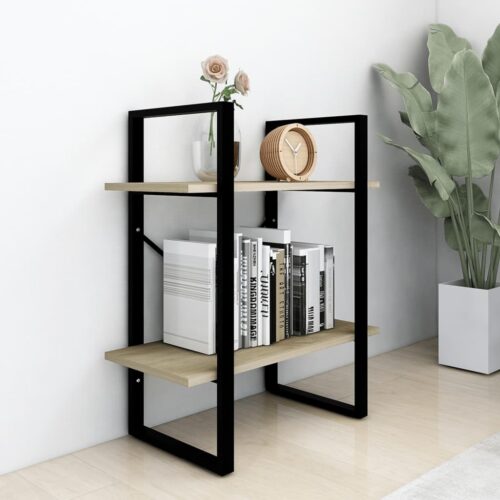 2-Tier Book Cabinet Sonoma Oak 60x30x70cm Engineered Wood - Image 3