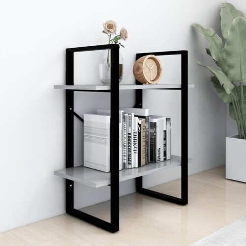 2-Tier Book Cabinet Concrete Grey 60x30x70cm Engineered Wood - Image 3