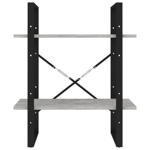 2-Tier Book Cabinet Concrete Grey 60x30x70cm Engineered Wood - Image 5