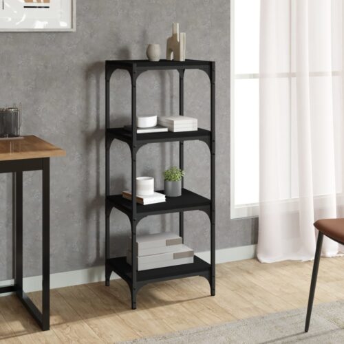 Book Cabinet Black 40x33x100cm Engineered Wood Steel
