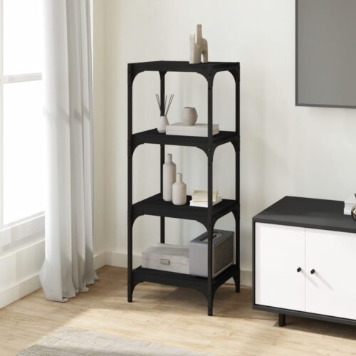 Book Cabinet Black 40x33x100cm Engineered Wood Steel - Image 3