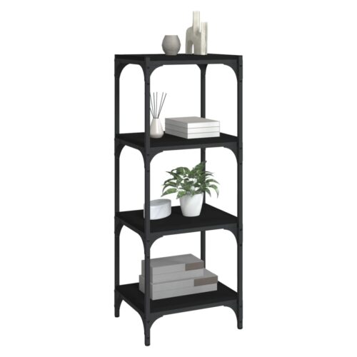 Book Cabinet Black 40x33x100cm Engineered Wood Steel - Image 4