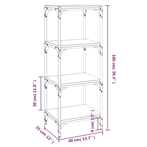 Book Cabinet Black 40x33x100cm Engineered Wood Steel - Image 9