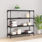 Book Cabinet Black 100x33x100cm Engineered Wood Steel