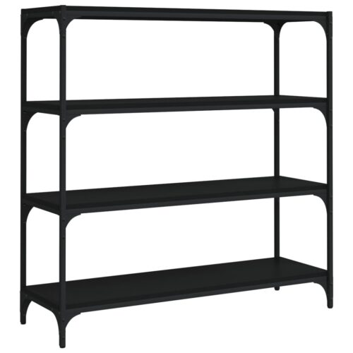 Book Cabinet Black 100x33x100cm Engineered Wood Steel - Image 2