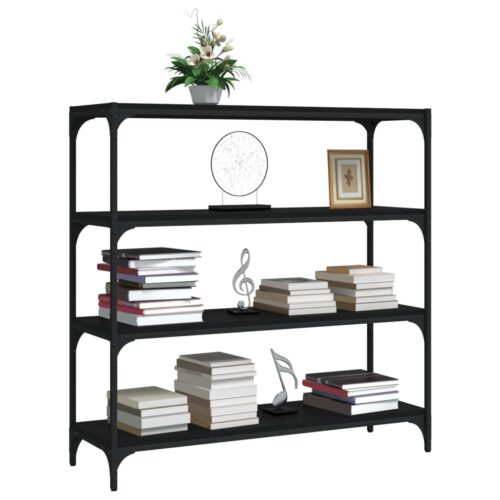 Book Cabinet Black 100x33x100cm Engineered Wood Steel - Image 4