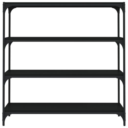 Book Cabinet Black 100x33x100cm Engineered Wood Steel - Image 5