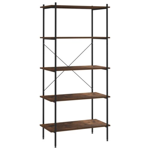 5-Tier Shelving Unit Black Dark Wood 80x40x163cm - Image 2