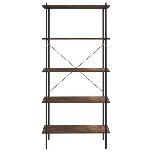5-Tier Shelving Unit Black Dark Wood 80x40x163cm - Image 3