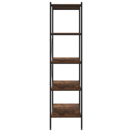 5-Tier Shelving Unit Black Dark Wood 80x40x163cm - Image 4