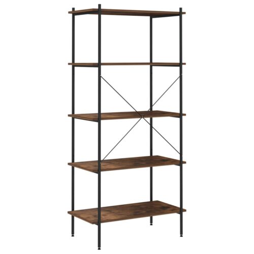 5-Tier Shelving Unit Black Dark Wood 80x40x163cm - Image 5