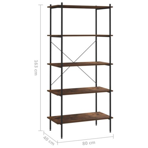 5-Tier Shelving Unit Black Dark Wood 80x40x163cm - Image 7