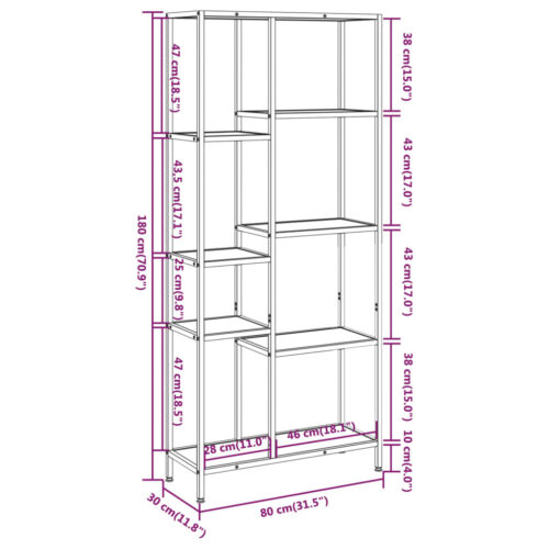 Book Shelf 80x30x180cm Steel Engineered Wood - Image 5