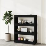 Book Cabinet/Room Divider Black 80x30x103cm Engineered wood
