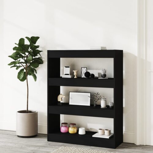 Book Cabinet/Room Divider Black 80x30x103cm Engineered wood