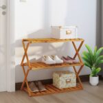 3-Tier Folding Shelf Brown 70x31x63cm Solid Wood Acacia