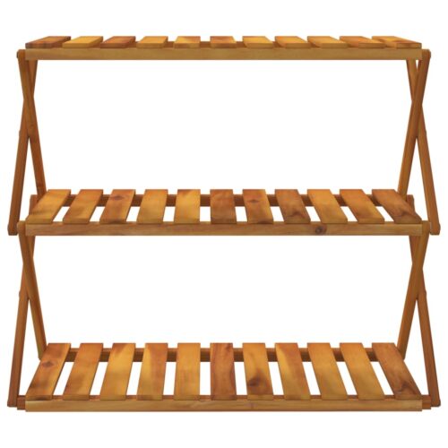 3-Tier Folding Shelf Brown 70x31x63cm Solid Wood Acacia - Image 4