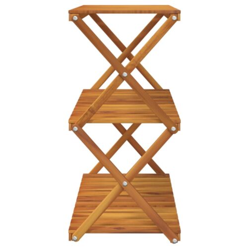 3-Tier Folding Shelf Brown 70x31x63cm Solid Wood Acacia - Image 5