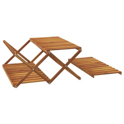 3-Tier Folding Shelf Brown 70x31x63cm Solid Wood Acacia - Image 6