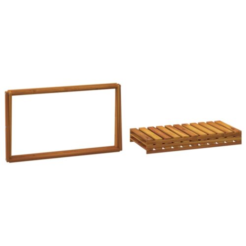 3-Tier Folding Shelf Brown 70x31x63cm Solid Wood Acacia - Image 9