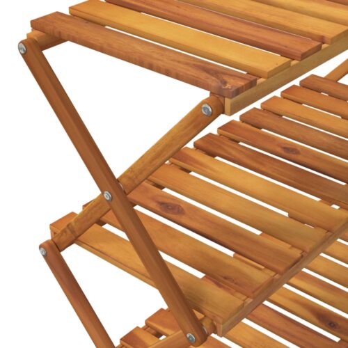 3-Tier Folding Shelf Brown 70x31x63cm Solid Wood Acacia - Image 10