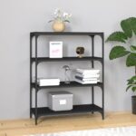 Book Cabinet Black 80x33x100cm Engineered Wood Steel