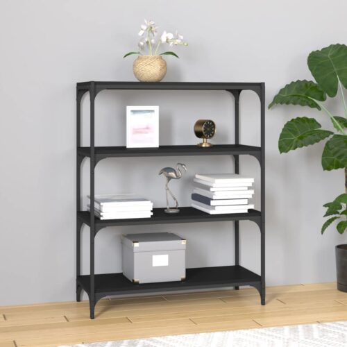 Book Cabinet Black 80x33x100cm Engineered Wood Steel