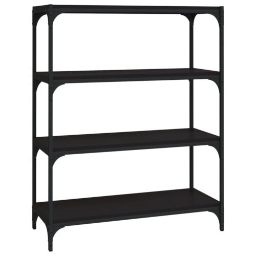 Book Cabinet Black 80x33x100cm Engineered Wood Steel - Image 2