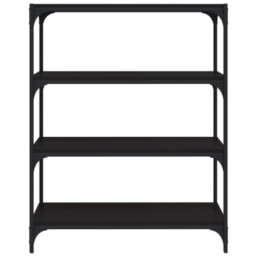 Book Cabinet Black 80x33x100cm Engineered Wood Steel - Image 5