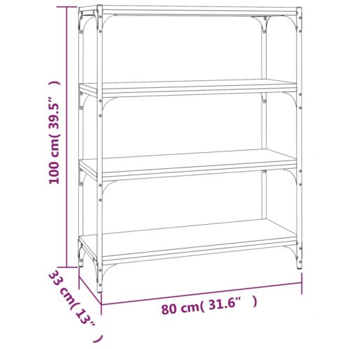 Book Cabinet Black 80x33x100cm Engineered Wood Steel - Image 9