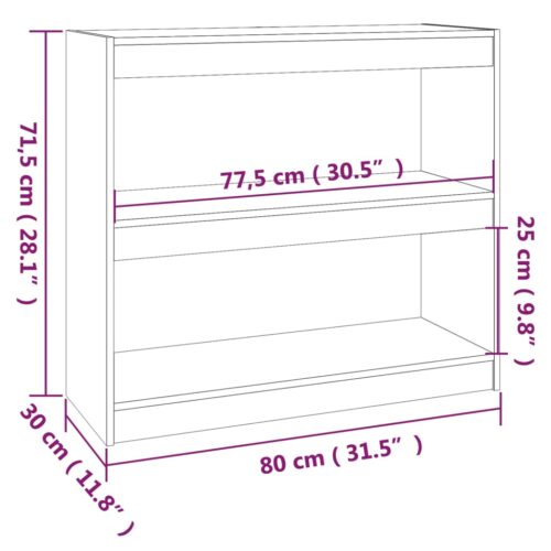 Book Cabinet/Room Divider 80x30x71.5cm Solid Wood Pine - Image 8