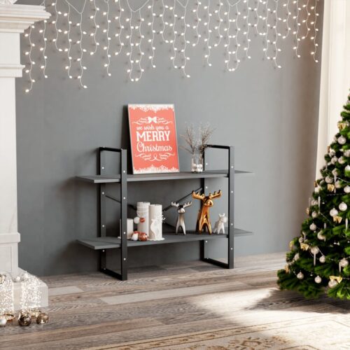 2-Tier Book Cabinet Grey 100x30x70cm Solid Pine Wood - Image 3