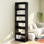 Book Cabinet/Room Divider Black 60x30x198cm