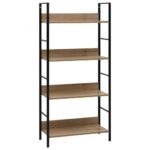 4-Layer Book Shelf Oak 60x27.6x124.5cm Engineered Wood