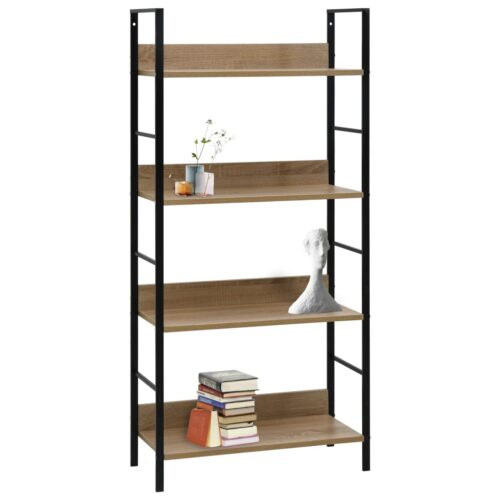 4-Layer Book Shelf Oak 60x27.6x124.5cm Engineered Wood - Image 2