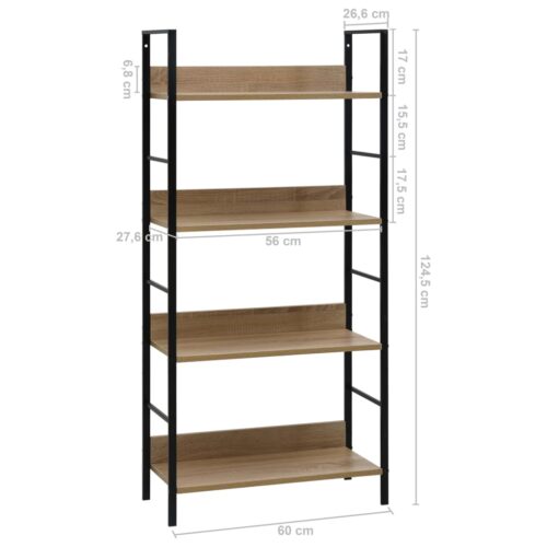 4-Layer Book Shelf Oak 60x27.6x124.5cm Engineered Wood - Image 7