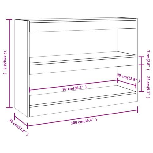 Book Cabinet/Room Divider White 100x30x72cm - Image 7