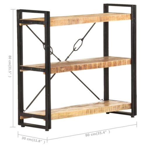 3-Tier Bookcase 90x30x80cm Solid Mango Wood - Image 5