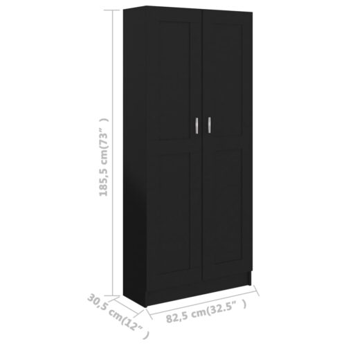 Book Cabinet Black 82.5x30.5x185.5cm Engineered Wood - Image 8