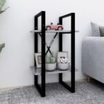 2-Tier Book Cabinet Concrete Grey 40x30x70cm Engineered Wood